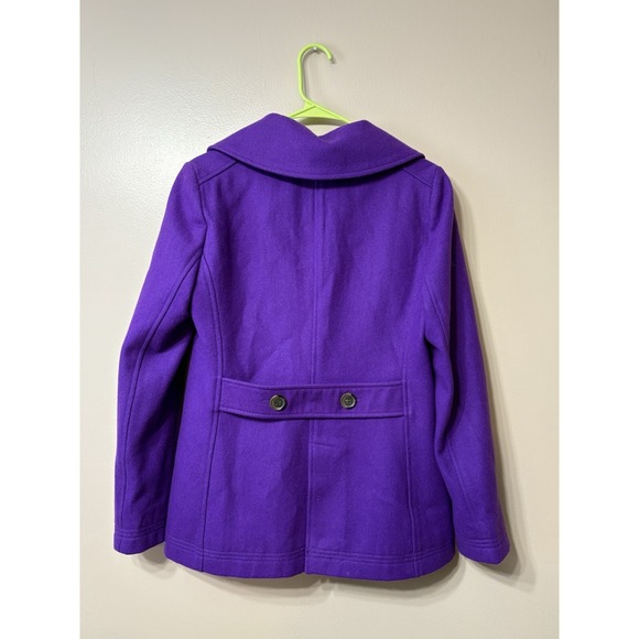 Size 6 J Crew Women's Wool Blend Pea Coat Purple Double Breasted Lined - Picture 4 of 5
